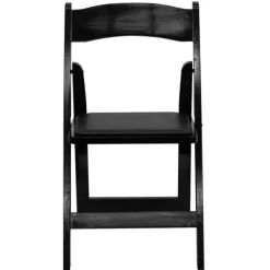 FirmFold™ Wood Folding Chair w/ Vinyl Padded Seat - Black