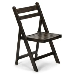 FirmFold™ Wood Slatted Folding Chair - Antique Black