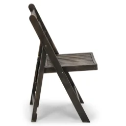 FirmFold™ Wood Slatted Folding Chair - Antique Black