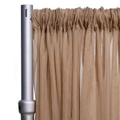 *FR* Crushed Sheer Voile Curtain Panel by Eastern Mills w/ 4" Pockets - 10ft Wide - Caramel