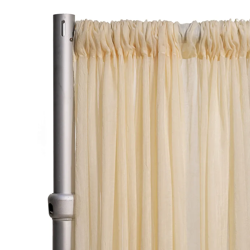 *FR* Crushed Sheer Voile Curtain Panel by Eastern Mills w/ 4" Pockets - 10ft Wide - Champagne