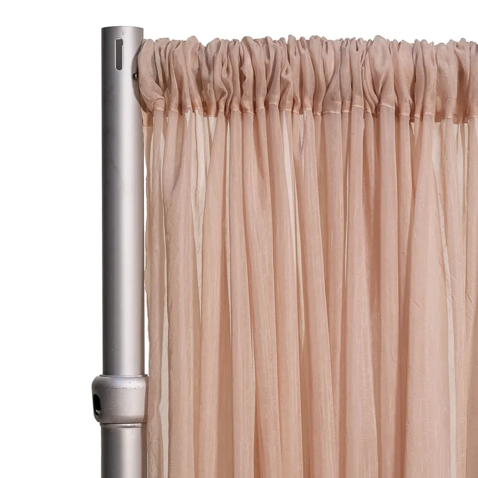 *FR* Crushed Sheer Voile Curtain Panel by Eastern Mills w/ 4" Pockets - 10ft Wide - Dark Blush