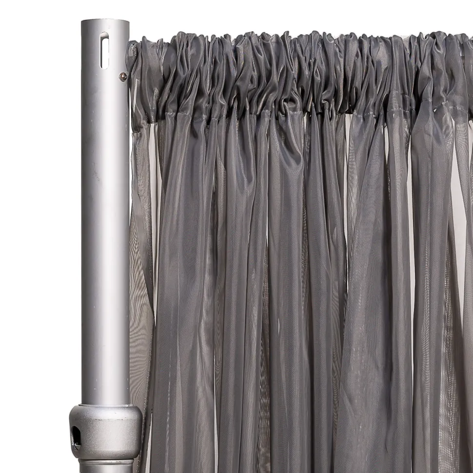 *FR* Crushed Sheer Voile Curtain Panel by Eastern Mills w/ 4" Pockets - 10ft Wide - Dark Silver