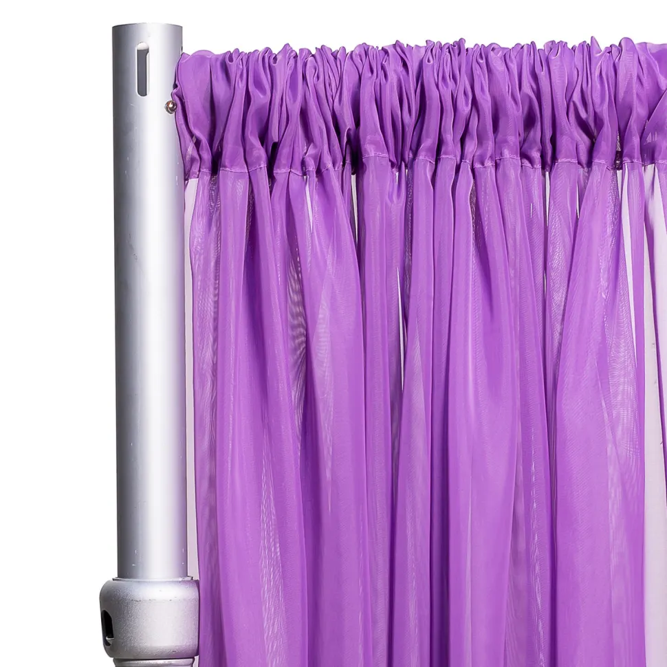 *FR* Crushed Sheer Voile Curtain Panel by Eastern Mills w/ 4" Pockets - 10ft Wide - Lavender