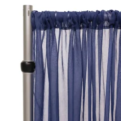 *FR* Crushed Sheer Voile Curtain Panel by Eastern Mills w/ 4" Pockets - 10ft Wide - Navy Blue
