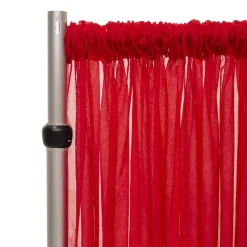 *FR* Crushed Sheer Voile Curtain Panel by Eastern Mills w/ 4" Pockets - 10ft Wide - Red