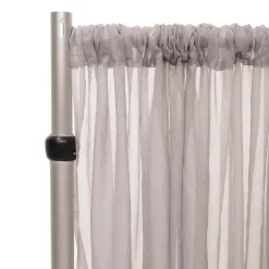 *FR* Crushed Sheer Voile Curtain Panel by Eastern Mills w/ 4" Pockets - 10ft Wide - Silver
