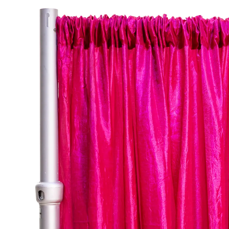 *FR* Crushed Taffeta Drape Panel by Eastern Mills 9 1/2 FT Wide w/ 4" Sewn Rod Pocket - Fuchsia