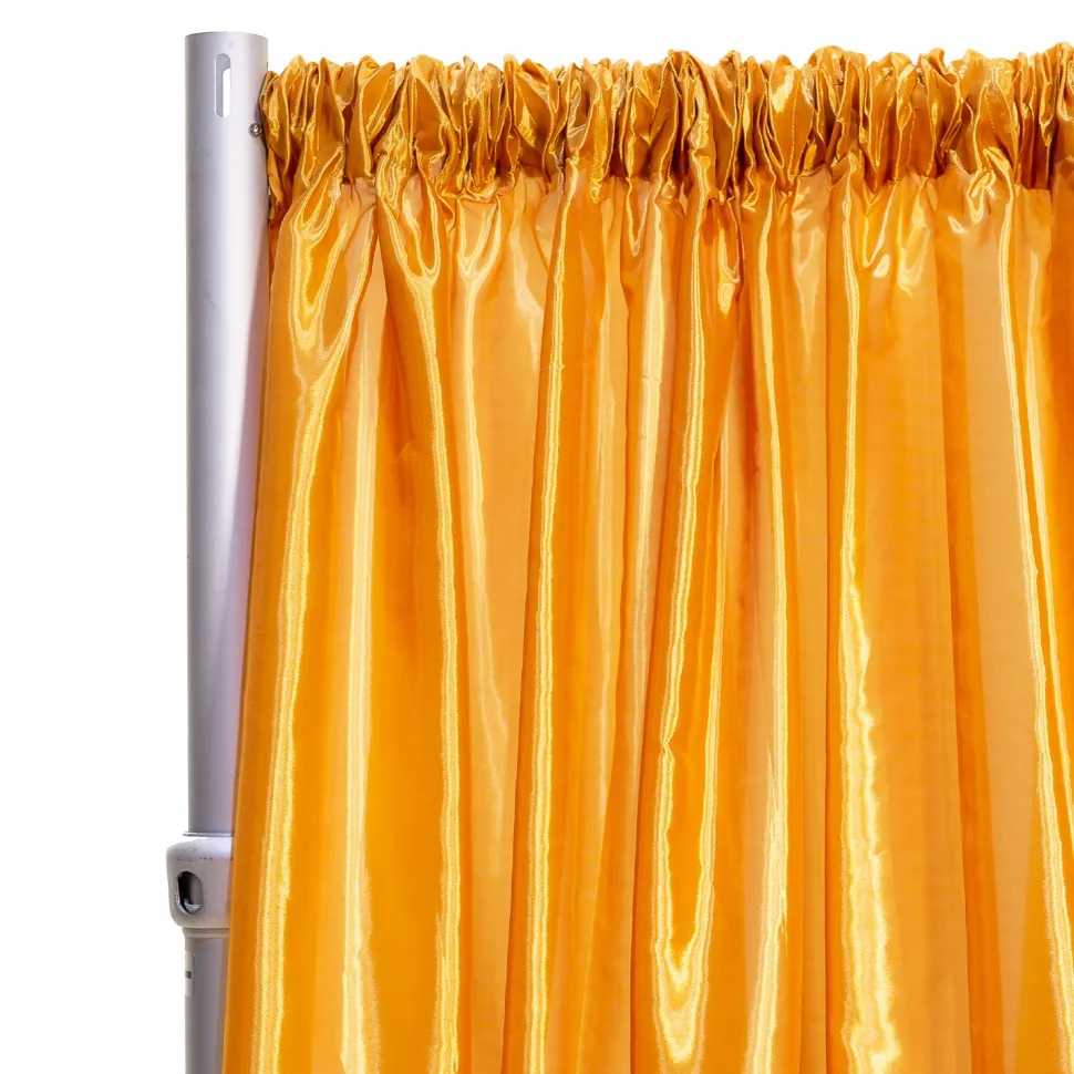 *FR* Crushed Taffeta Drape Panel by Eastern Mills 9 1/2 FT Wide w/ 4" Sewn Rod Pocket - Dark Gold