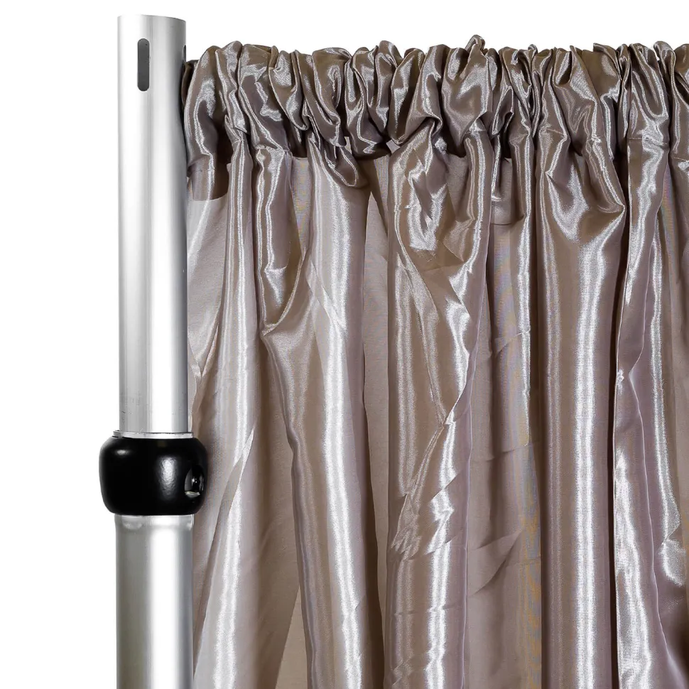 *FR* Crushed Taffeta Drape Panel by Eastern Mills 9 1/2 FT Wide w/ 4" Sewn Rod Pocket - Taupe