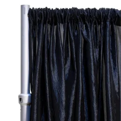 *FR* Crushed Taffeta Drape Panel by Eastern Mills 9 1/2 FT Wide w/ 4" Sewn Rod Pocket - Black