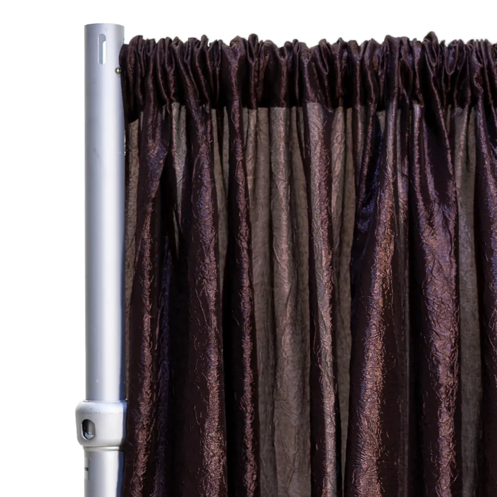 *FR* Crushed Taffeta Drape Panel by Eastern Mills 9 1/2 FT Wide w/ 4" Sewn Rod Pocket - Dark Brown