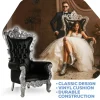 French Bride and Groom Throne Chair - Black & Silver