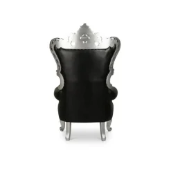 French Bride and Groom Throne Chair - Black & Silver