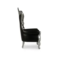 French Bride and Groom Throne Chair - Black & Silver