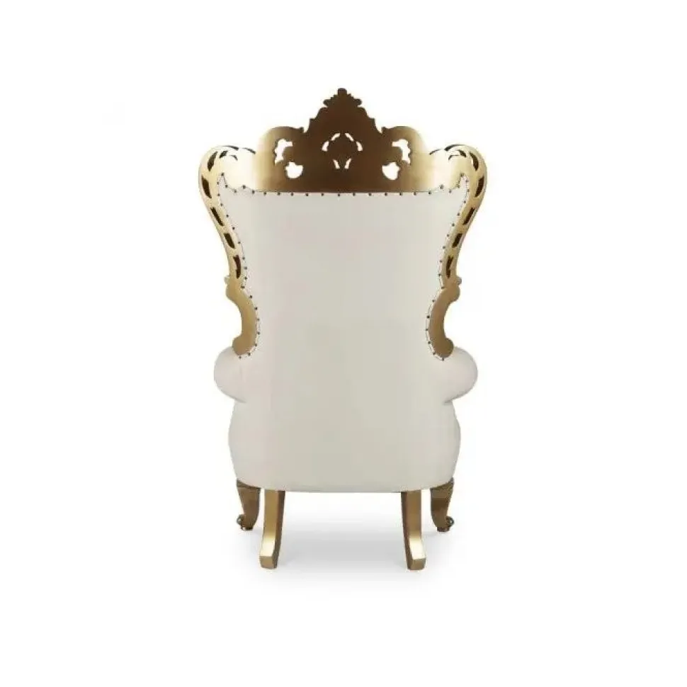 French Bride and Groom Throne Chair - White & Gold