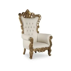French Bride and Groom Throne Chair - White & Gold