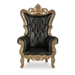 French Bride and Groom Throne Chair - Black & Gold