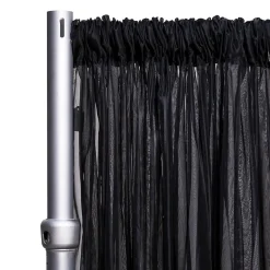 *FR* 10ft Wide Sheer Voile Curtain Panel by Eastern Mills w/ 4" Pockets - Black