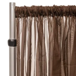 *FR* 10ft Wide Sheer Voile Curtain Panel by Eastern Mills w/ 4" Pockets - Dark Brown