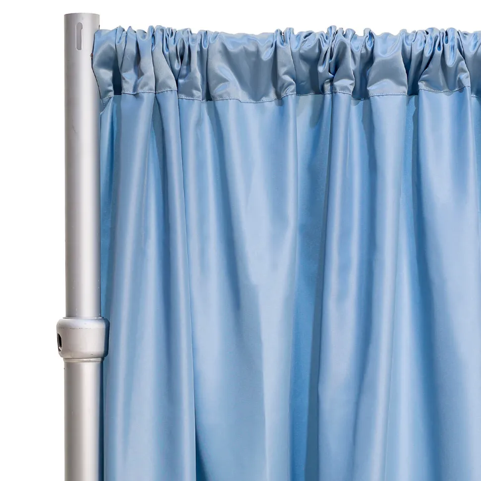 *FR* LUXE Satin Drape Panel by Eastern Mills (59" Wide) w/ 4" Sewn Rod Pocket - Desert Blue