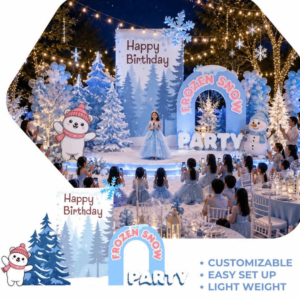 Frozen Snow Party Foam Core Birthday Backdrop Kit by PopScene™