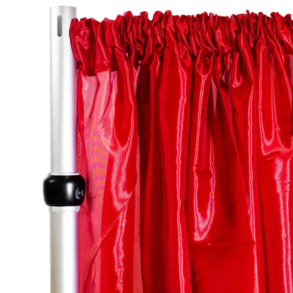*FR* Taffeta Drape Panel by Eastern Mills 9 1/2 FT Wide w/ 4" Sewn Rod Pocket - Red