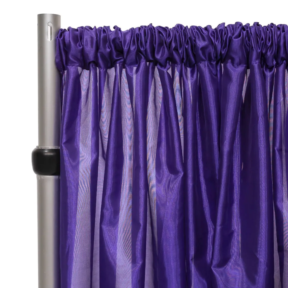*FR* Taffeta Drape Panel by Eastern Mills 9 1/2 FT Wide w/ 4" Sewn Rod Pocket - Dark Purple