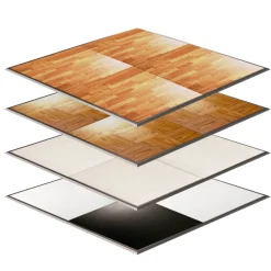 8ft by 8ft Premium Laminate Wood Dance Floor - Portable with Aluminum Side Paneling - Variety of Finishes