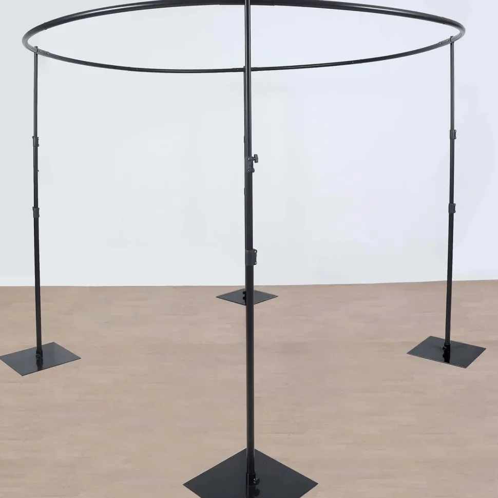 10ft Adjustable 4-Post Black Metal Round Canopy Backdrop Stand (Circular Arch / Chuppah / Mandap Frame)