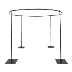 10ft Adjustable 4-Post Black Metal Round Canopy Backdrop Stand (Circular Arch / Chuppah / Mandap Frame)