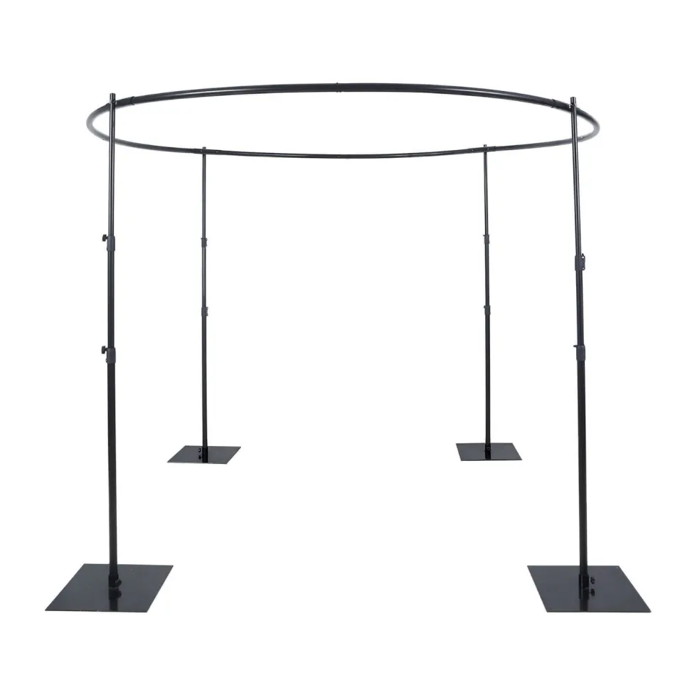 10ft Adjustable 4-Post Black Metal Round Canopy Backdrop Stand (Circular Arch / Chuppah / Mandap Frame)