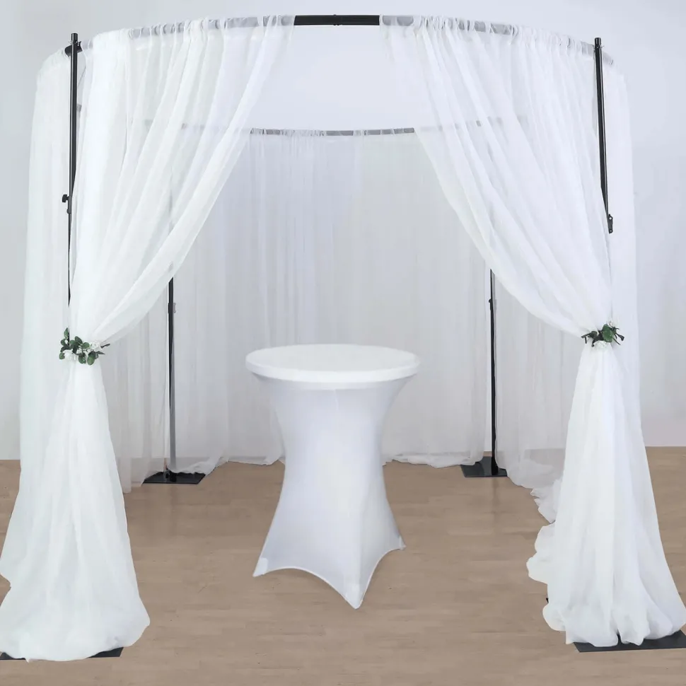 10ft Adjustable 4-Post Black Metal Round Canopy Backdrop Stand (Circular Arch / Chuppah / Mandap Frame)