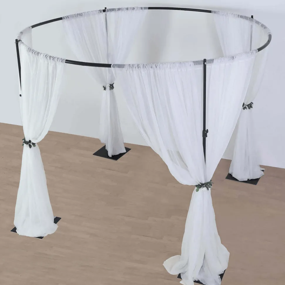10ft Adjustable 4-Post Black Metal Round Canopy Backdrop Stand (Circular Arch / Chuppah / Mandap Frame)
