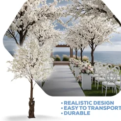 10ft Artificial Cherry Blossom Bloom Tree — White | ModTree™ Collection