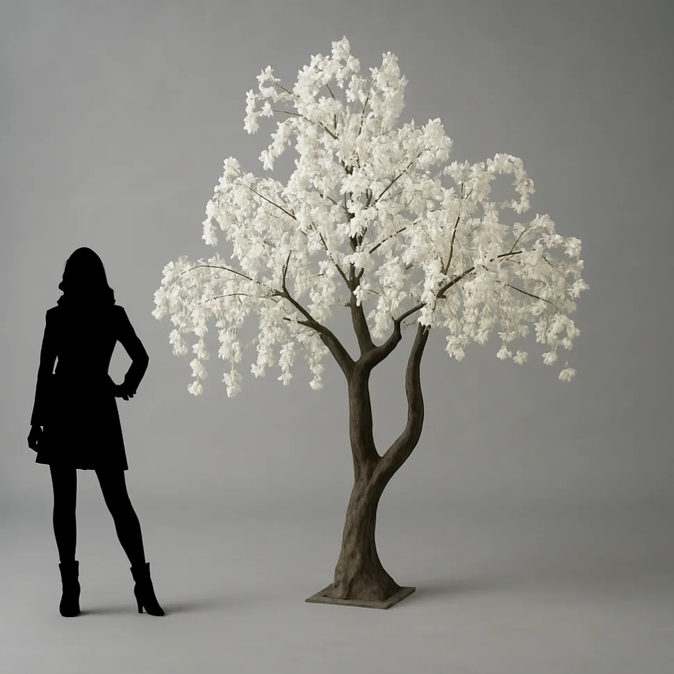 10ft Artificial Drooping Cherry Blossom Tree — White, 20 Interchangeable Branches | Customize for Weddings & Events | ModTree™ Collection