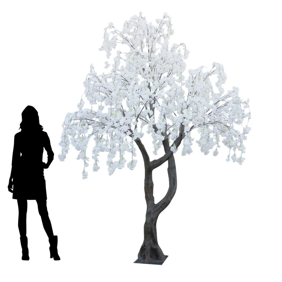 10ft Artificial Drooping Cherry Blossom Tree — White, 20 Interchangeable Branches | Customize for Weddings & Events | ModTree™ Collection