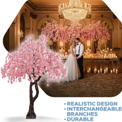 10ft Artificial Drooping Cherry Blossom Tree — Pink, 20 Interchangeable Branches | Customize for Weddings & Events | ModTree™ Collection