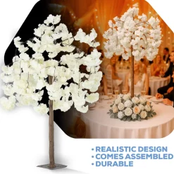 4.3ft Artificial Drooping Hydrangea Bloom Tabletop Centerpiece Tree — White | ModTree™ Collection