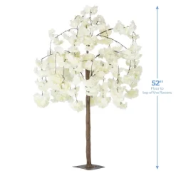 4.3ft Artificial Drooping Hydrangea Bloom Tabletop Centerpiece Tree — White | ModTree™ Collection