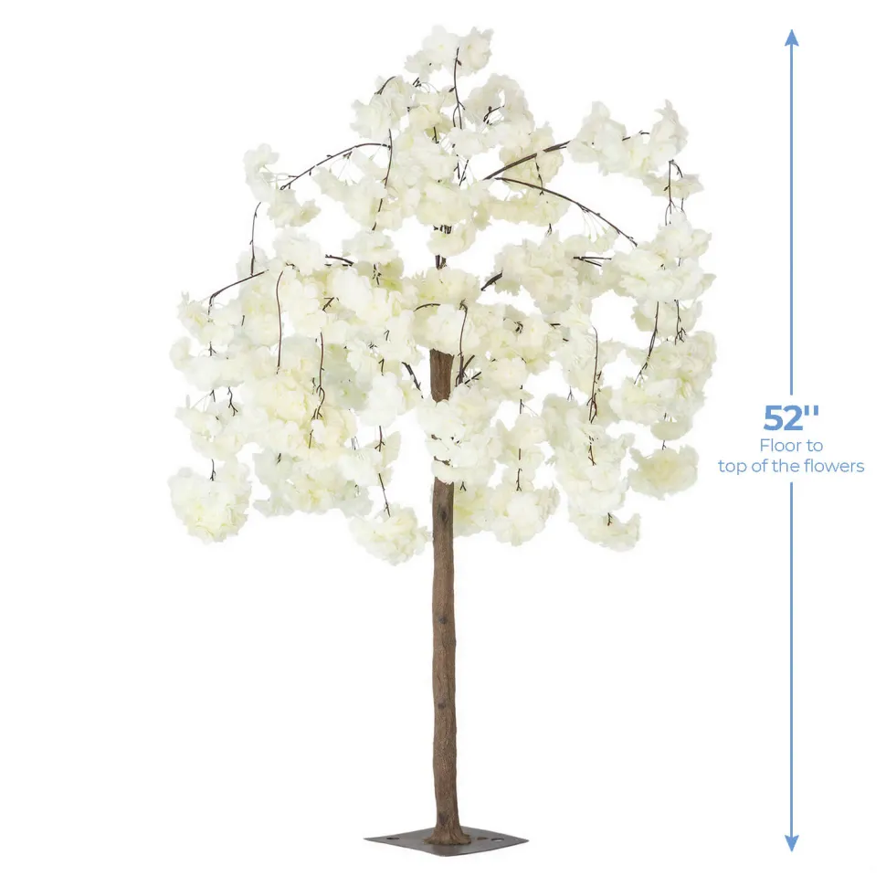 4.3ft Artificial Drooping Hydrangea Bloom Tabletop Centerpiece Tree — White | ModTree™ Collection