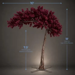 11ft Artificial Flowering Hydrangea Tree — Maroon, 27 Interchangeable Branches | ModTree™ Collection