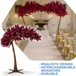 11ft Artificial Flowering Hydrangea Tree — Maroon, 27 Interchangeable Branches | ModTree™ Collection
