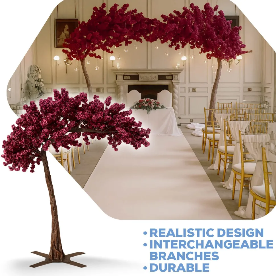11ft Artificial Flowering Hydrangea Tree — Maroon, 27 Interchangeable Branches | ModTree™ Collection