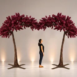 11ft Artificial Flowering Hydrangea Tree — Maroon, 27 Interchangeable Branches | ModTree™ Collection