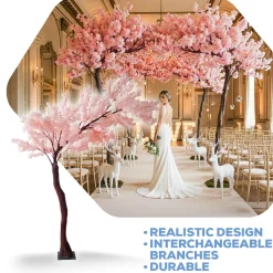 9ft Artificial Flowering Hydrangea Tree — Blush / Light Pink / Pink, 14 Interchangeable Branches | Customize for Weddings & Events | ModTree™ Collection