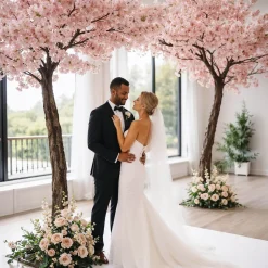 11ft Artificial Flowering Hydrangea Tree — Blush / Light Pink, 27 Interchangeable Branches | ModTree™ Collection