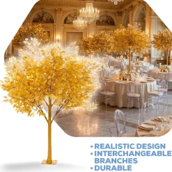 6.5ft Artificial 5Ft Tall Gold Tree — Gold, 10 Interchangeable Branches | Customize for Weddings & Events | ModTree™ Collection