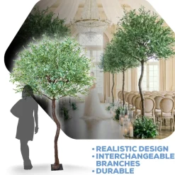 9ft Artificial Green Olive Leaf Tree, 19 Interchangeable Branches | ModTree™ Collection