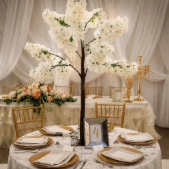 4.5ft Artificial Hydrangea Bloom Tabletop Centerpiece Tree — White | ModTree™ Collection